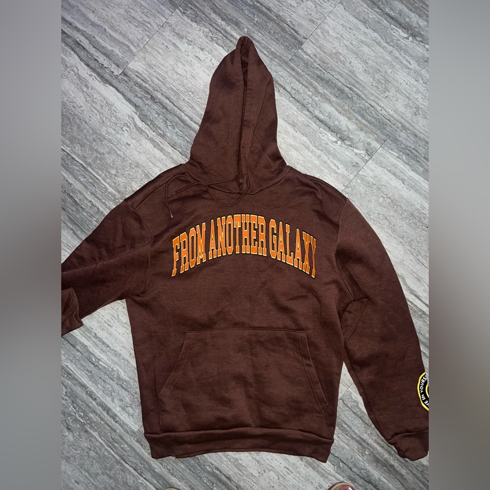 From Another Galaxy Brown Graphic Hoodie